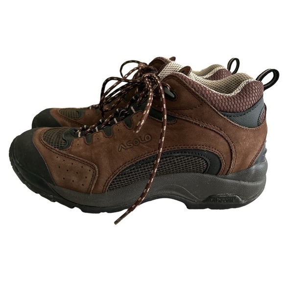 Asolo Quasar Brown Leather Vibram Sole Ankle Lace Up Unisex Hiking Boots - M7/W9 - Picture 3 of 13